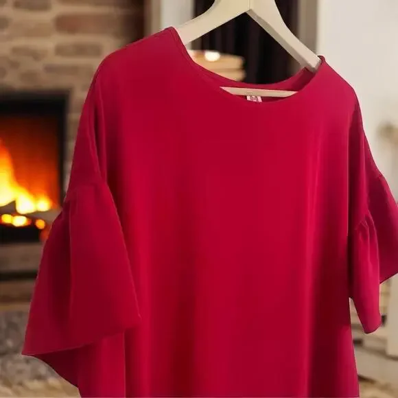 NWT - Amanda Uprichard Red Ruffle Shift Dress Size: L - Picture 4 of 8